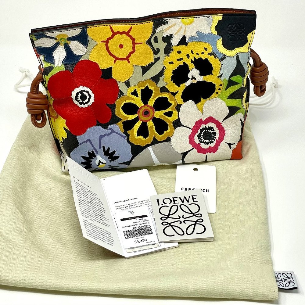 Loewe Flamenco Mini Pansies Leather Clutch